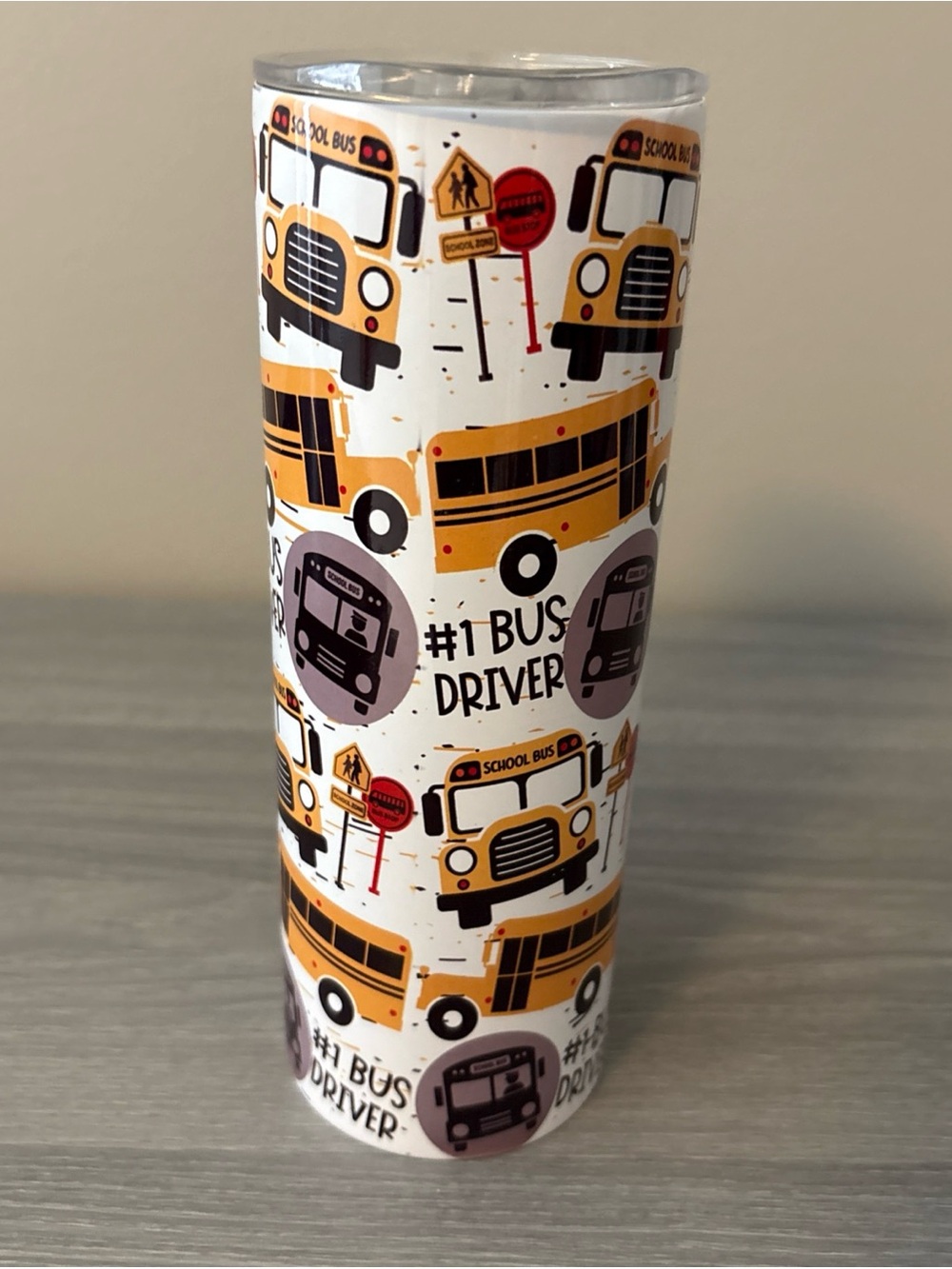 #1 Bus Driver Kids Travel Tumbler - Yellow Bus Design